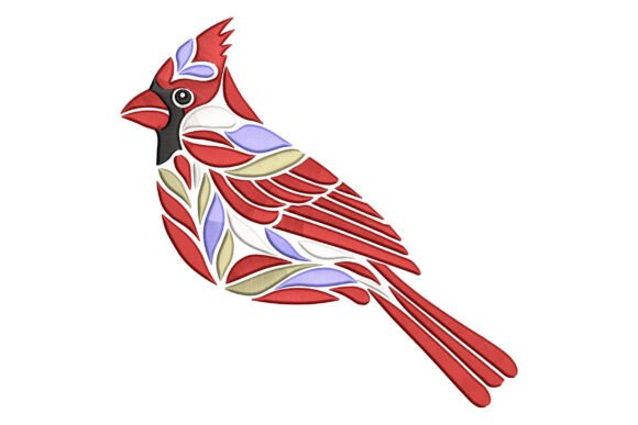 American Floral Cardinal Embroidery