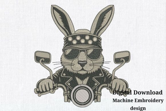 Bunny Embroidery Design Biker Rocker Review for Gift Products