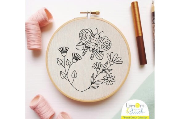 Butterfly Embroidery Wild Flowers: A Delightful Hand Stitch Design