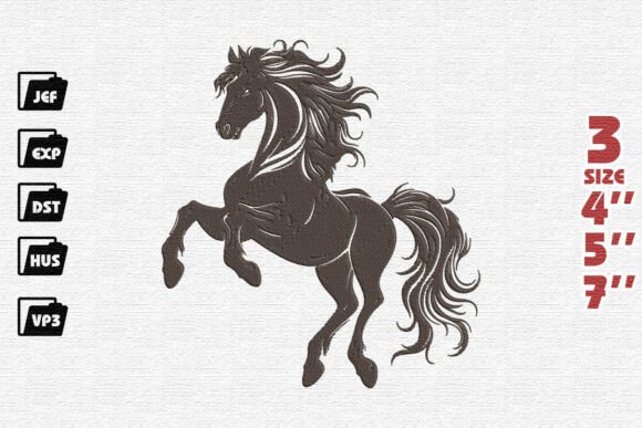Majestic Rearing Horse with Flowing Mane Embroidery Design Review
