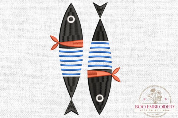 Modern Fish Embroidery Design, Sardine
