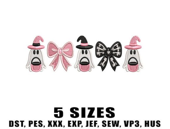 Pink Ghost Girl Embroidery Designs