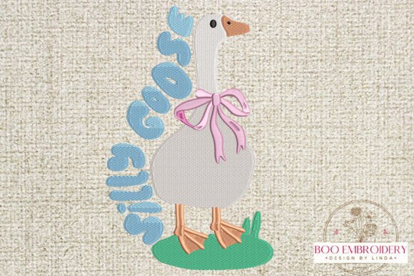 Silly Goose Embroidery Design, Cute Goose