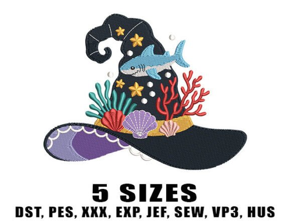 Spooky Ocean Witch Embroidery Design: A Magical Addition for Crafters