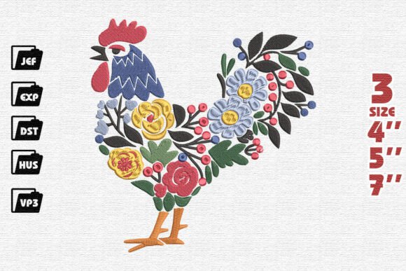 Whimsical Folk Art Rooster Embroidery Design Review